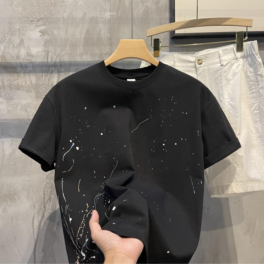 Summer New Printed Round Neck Short-sleeved Men's Retro Versatile Casual T-shirt