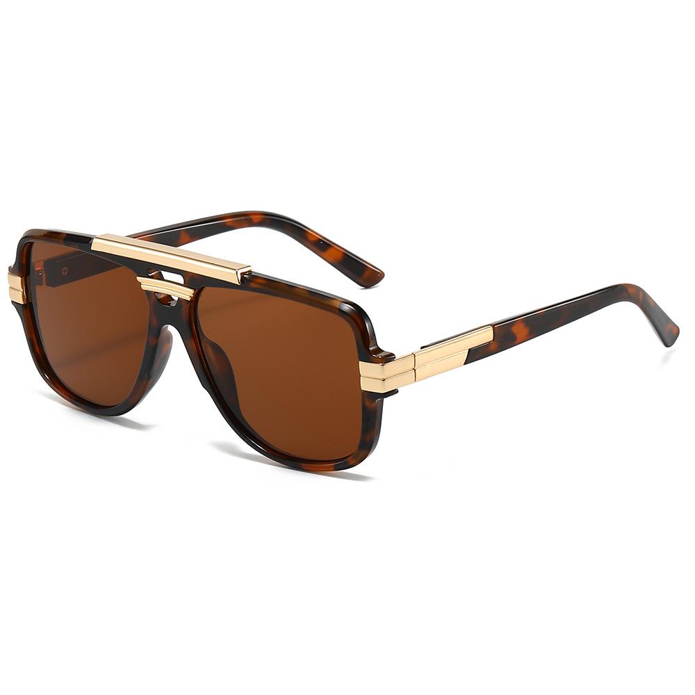 Trendy European-American Retro Square Frame Men's Metal Sunglasses