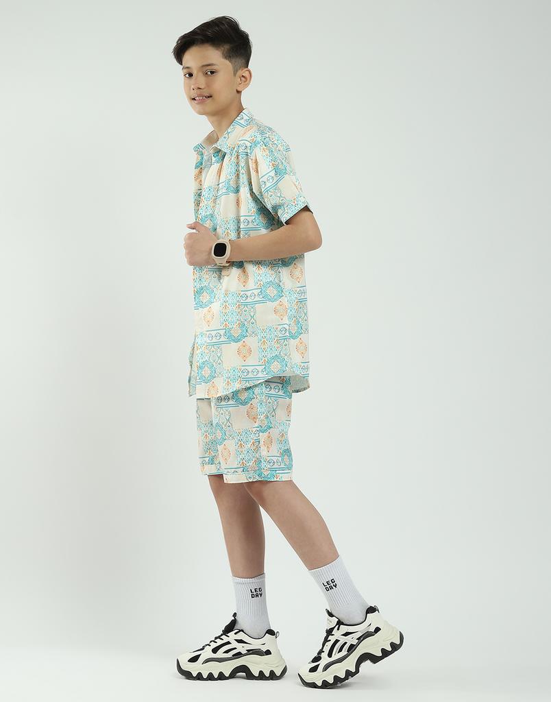 MONTE CARLO Boys Regular Fit Printed Half Sleeve Co-ord Set