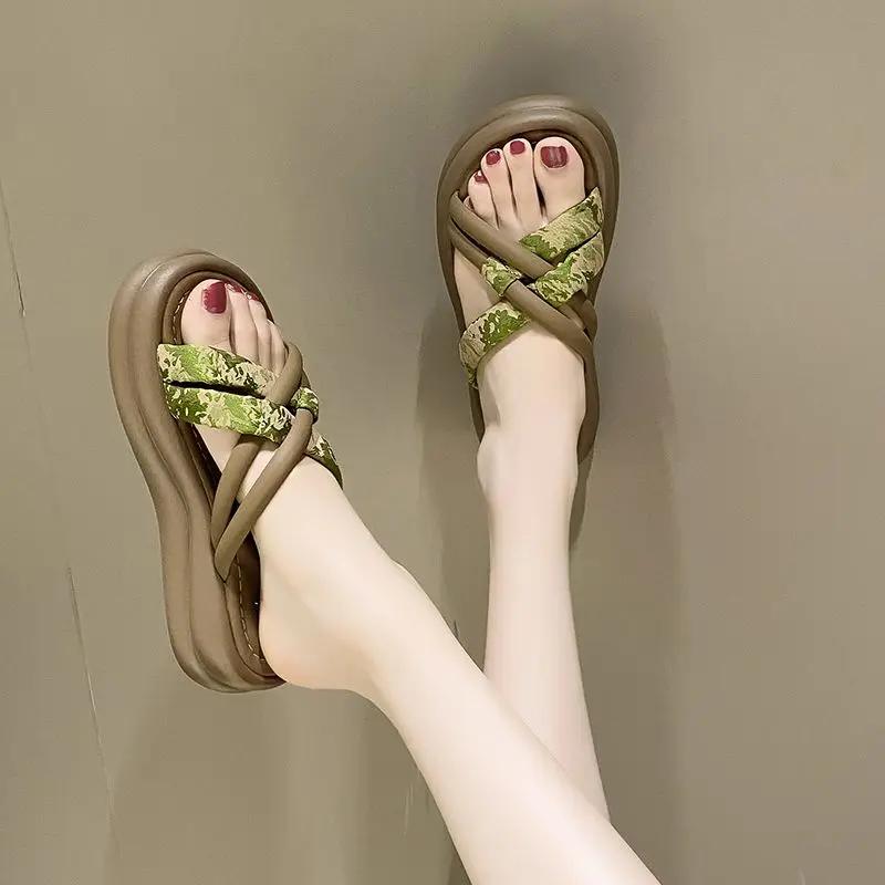 Fashion Flat Sandals Slides Woman Slippers Rubber Shoes for Women Open Toe Non Slip Designer Luxury Shoe 39 On Offer Top Designs Sale