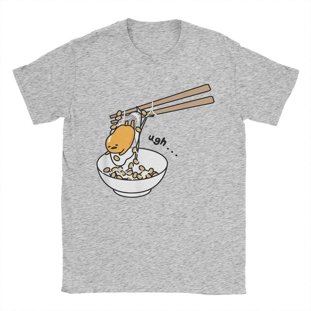 Gudetama Essstäbchen T-Shirt Herren Baumwolle Oberteile Bedruckt Rundhals Kurzarm