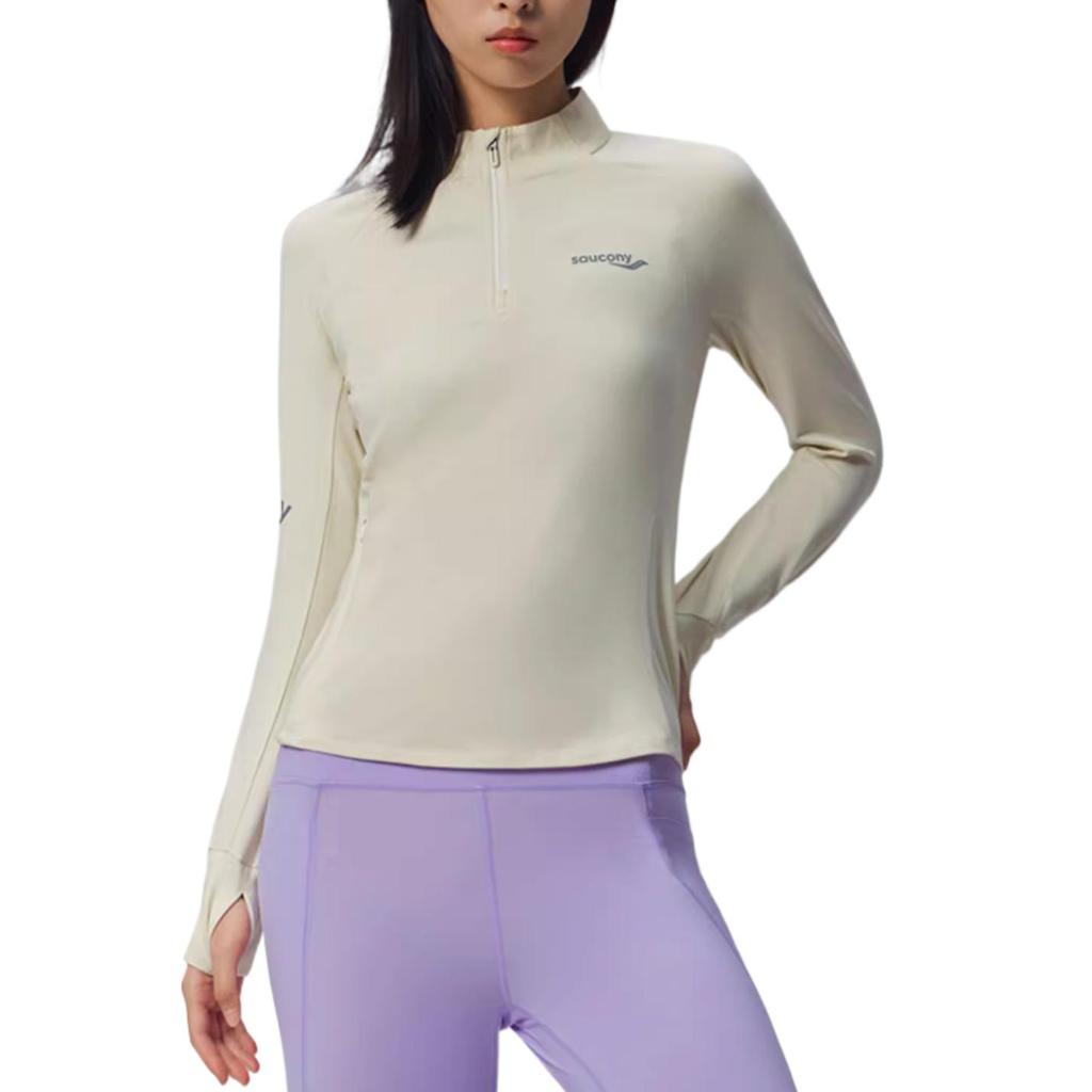 SAUCONY Comfortable Skin-Friendly Casual Solid Color Simple Sweatshirt Women Tops Antique-White SA1259HZ01T-WT025