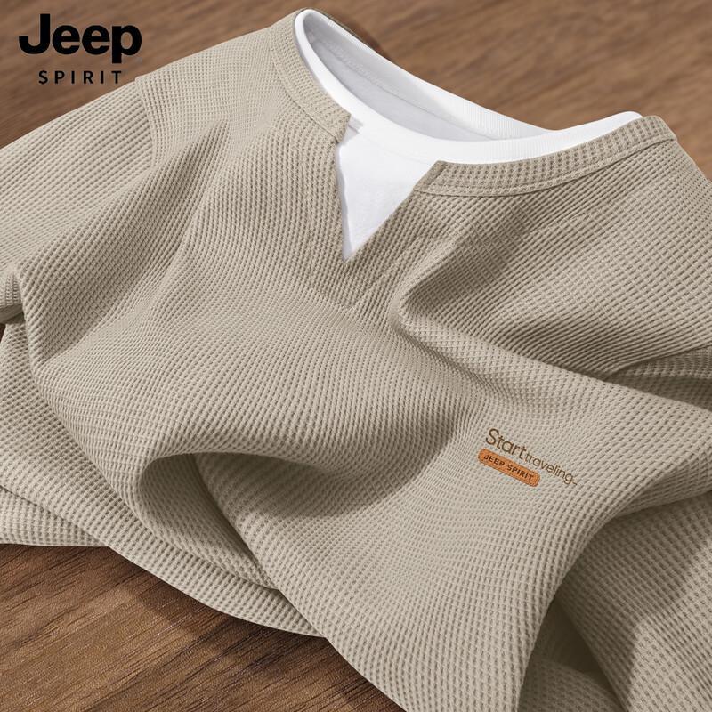JEEP SPIRIT Men s Waffle Faux Two-Piece Long Sleeve T-Shirt 2XL