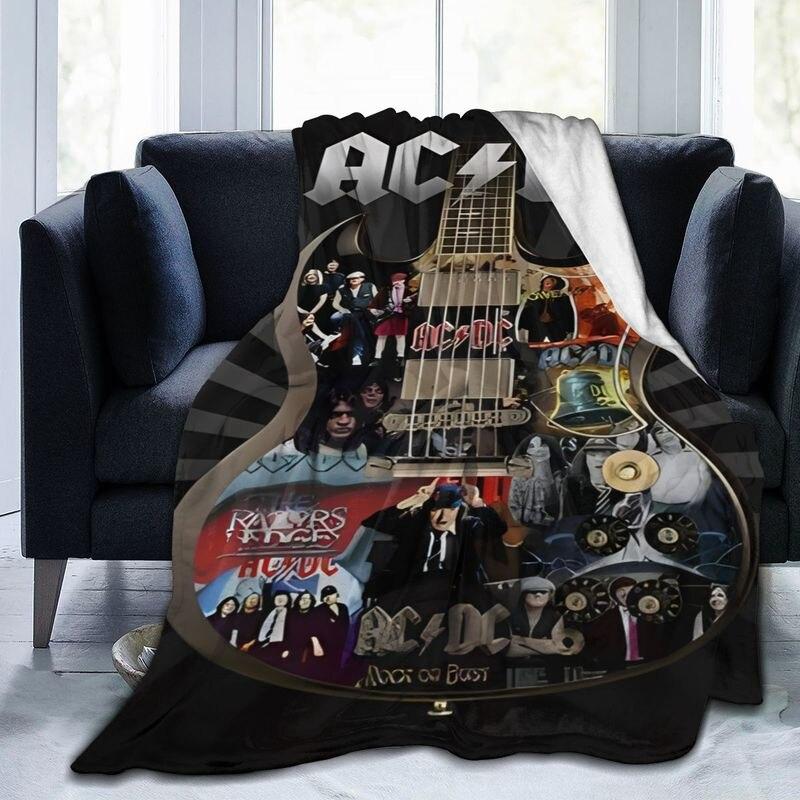 Nová 3D tištěná deka AC/DC Rock Band, měkká flanelová přikrývka, teplá sherpa deka pro všechna roční období, na postele, pohovku, do kanceláře