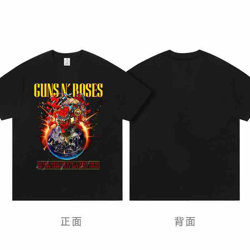 Guns N Roses Hip Hop Summer Street Rap Sports Street Dance Casual Fitness Men's Short Sleeve T-shirt Top Girls' T-shirt Harajuku