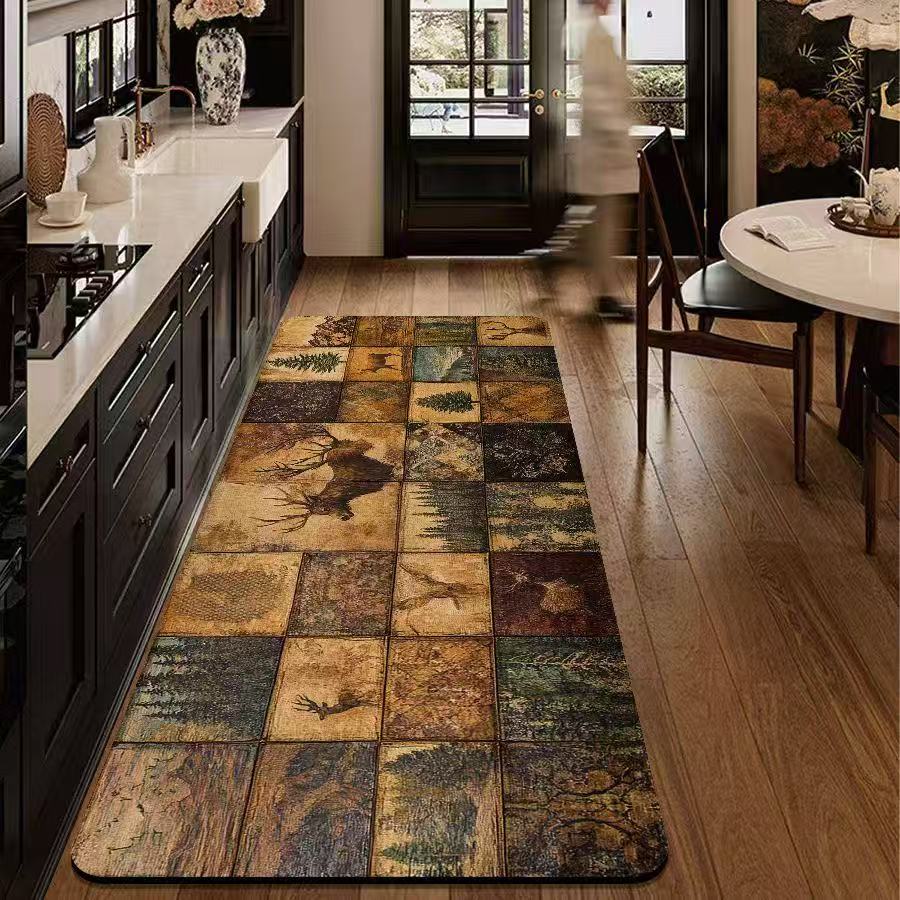 's New Retro Kitchen Floor Mat, Soft And Anti-Slip, Bathroom Door Carpet, Corridor Floor Mat, Home Decoration