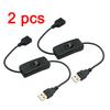 2 szt. Kabel USB z włącznikiem/wyłącznikiem Przedłużacz przełącznikowy do lampki USB, wentylatora USB, linia zasilająca, trwały adapter, zestaw słuchawkowy USB, LED