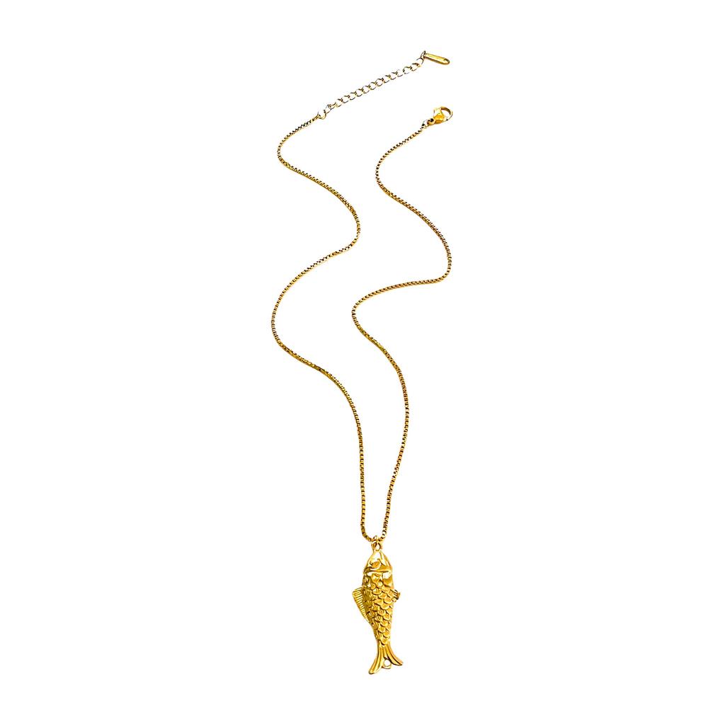 Trendy Minimalist Fish Symbol Necklace Stainless Steel Jewelry Gift For Women Everyday Versatile Handmade Chain