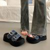 Platform Sandals Women's New Versatile Muffin Heightening Denim Slippers Sports Sandals Tide