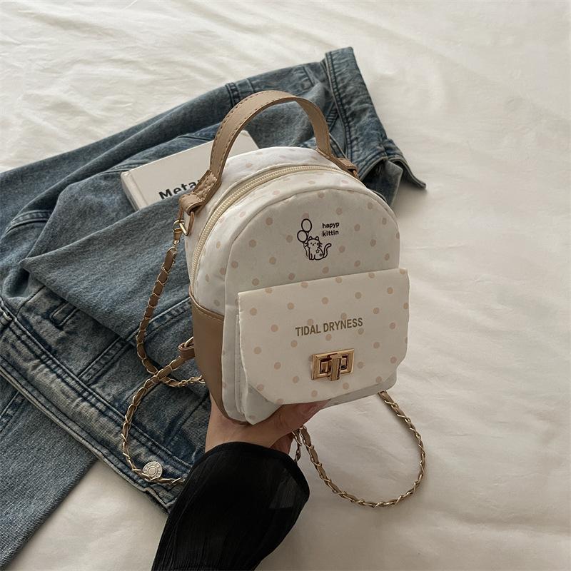 

Polka dot mini backpack new large-capacity student fashion simple personality travel multi-purpose small backpack хаки