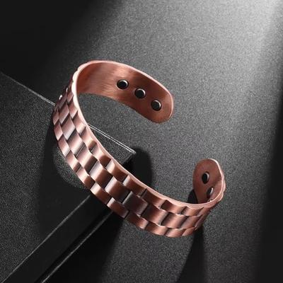 Pulsera Brazalete con Puño de Flor para Mujeres Hombres Vintage Ajustable Chapado en Cobre Antiguo Pulsera Magnética Joyería de Moda Regalo