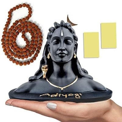 Adiyogi Statue with Rudraksh Mala/Resin Car Dashboard Idols/Lord Shiva for Pooja/Shivratri Gift/Decor/Shiv Murti/Mahadev Statues/