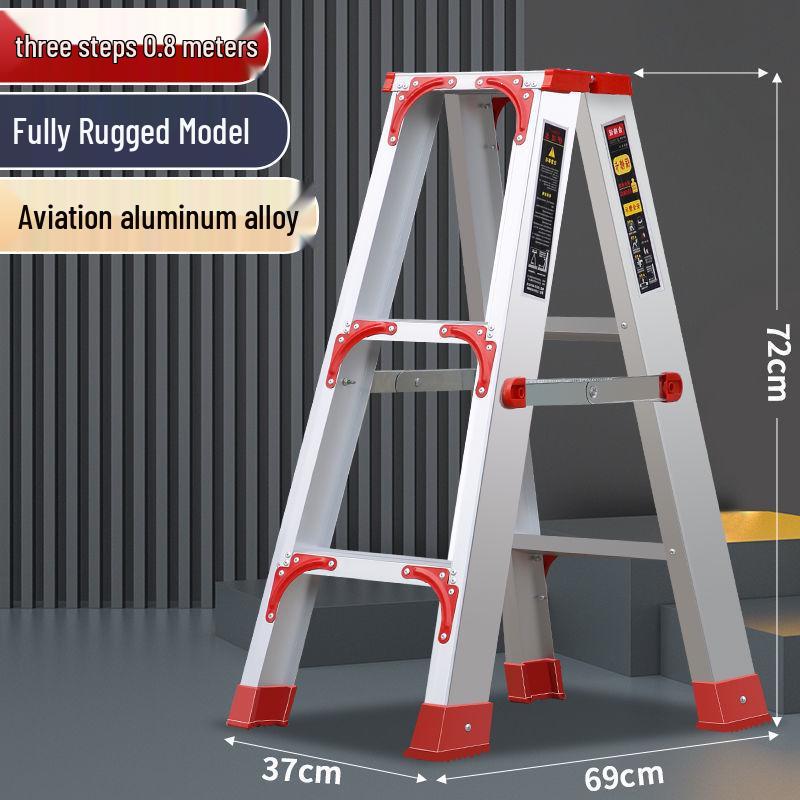 Double-Sided Aluminum Alloy Folding Step Ladder - Ladder Free Shipping, Widened & Thickened for Household or Attic Use