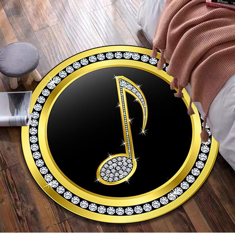 1Pc Music Staff Circular Print Rug - home decoration Carpet For Living Room Bedroom Flooring Computer Chair Area Rug