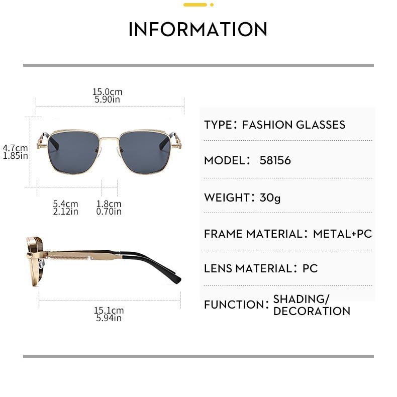 Retro Box Edging Steam Punk Men's Sunglasses with Personalized Metal Springs