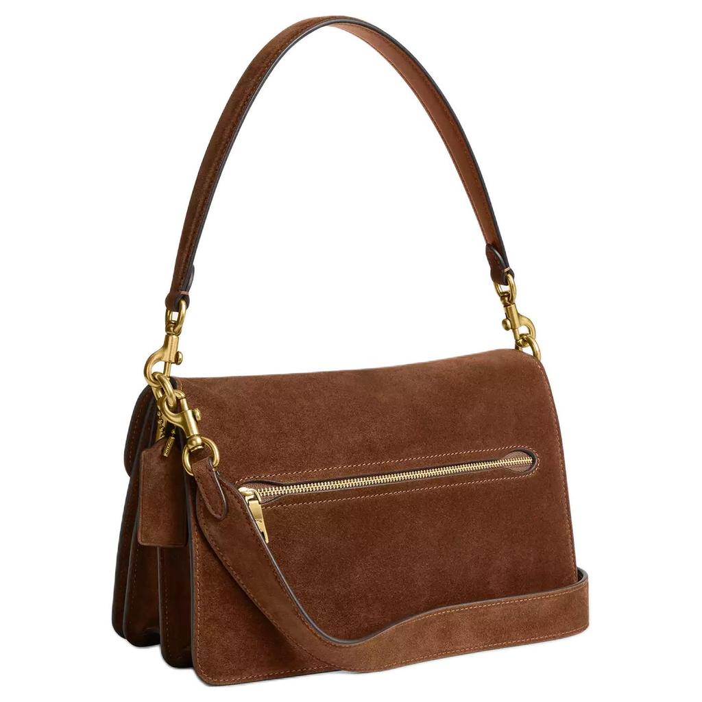 Coach Tabby a Catena 26 Decorazione a Catena con Logo Pelle Scamosciata Borsa a Tracolla Media da Donna Ottone Marrone Caldo CCK51-B4WBR