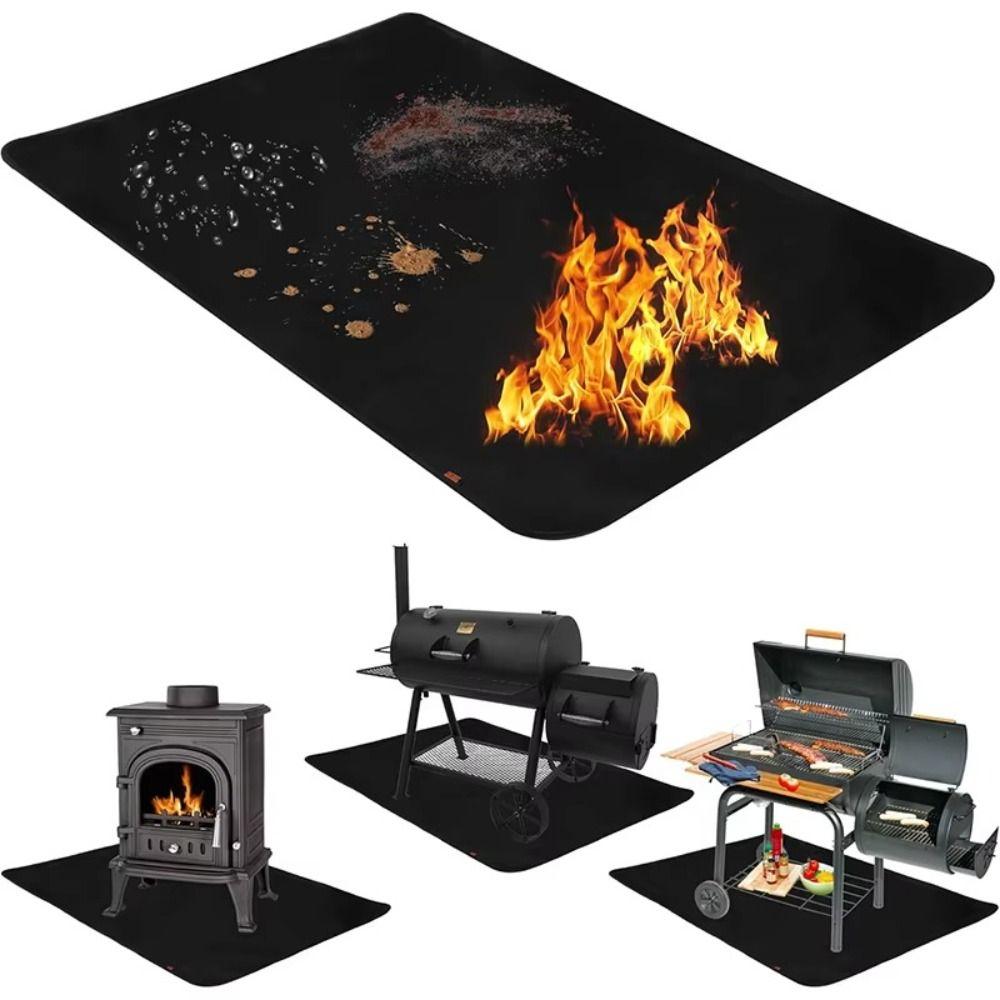 New Oilproof Barbecue Grills Mat High Temperature Resistant Black Fireplaces Protective Mat Barbecue Pad Outdoor BBQ