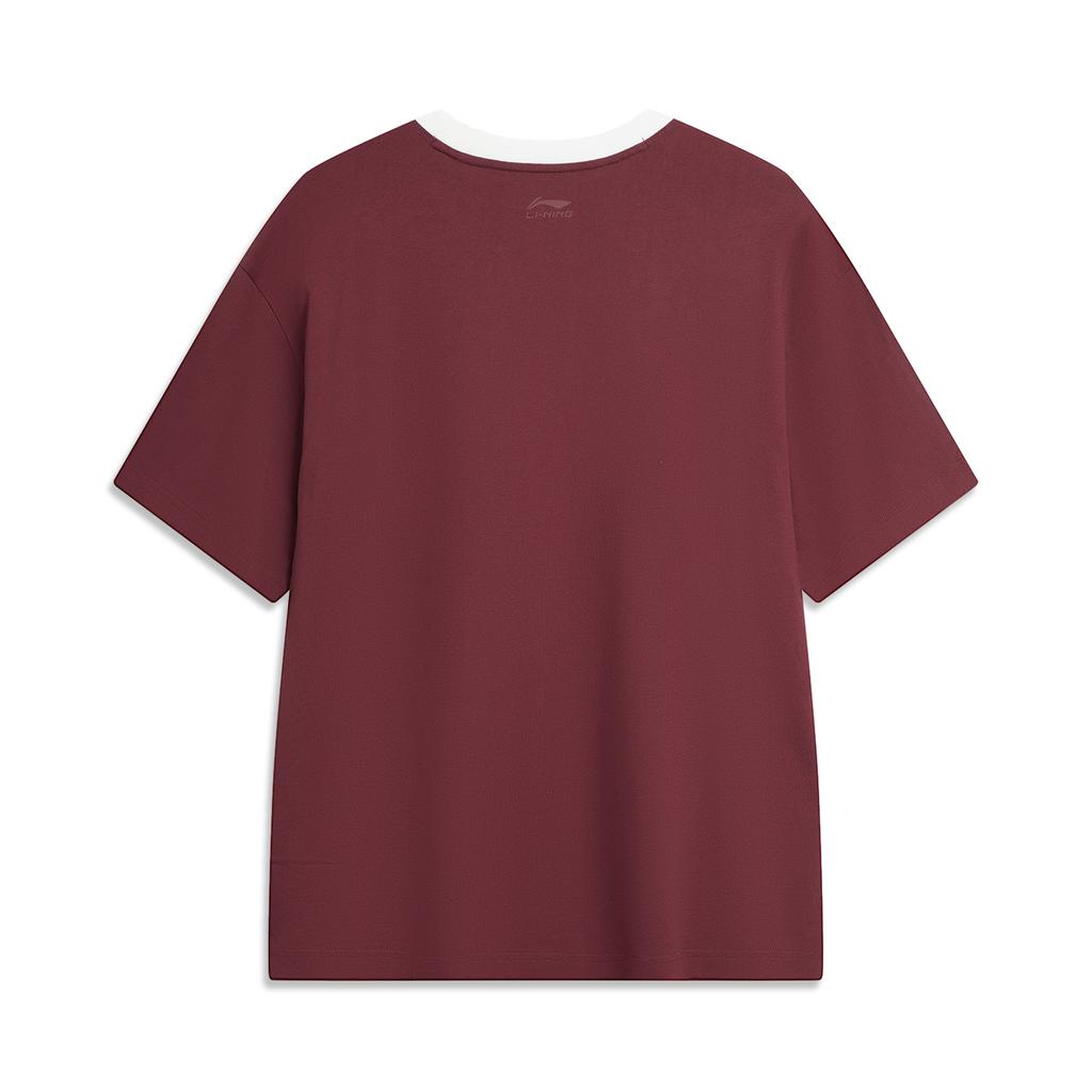 Li-Ning American Vintage Letter Logo Striped Print Round Neck Loose Comfortable Casual Short Sleeve Drop Shoulder T-Shirt Unisex T-Shirt AHSU657-3