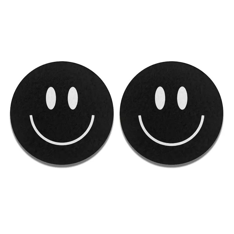 

2 шт. Автомобильный противоскользящий коврик с напечатанным смайликом, автомобильный водопоглощающий и теплоизоляционный коврик