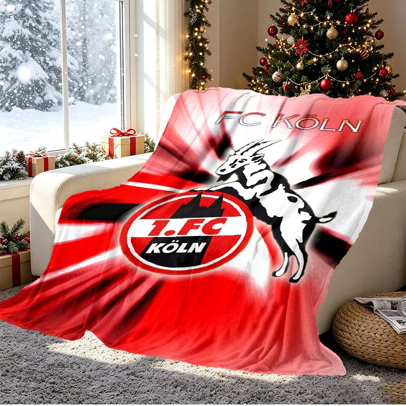FC Koln Pattern Blanket for Home Decoration, Bed, Sofa, Car Travel, Camping, Suitable for All Seasons, Birthday Christmas Gift