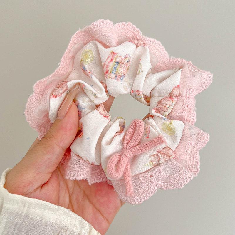 Children's Floral Lace Double-Layer Scrunchie Hair Tie