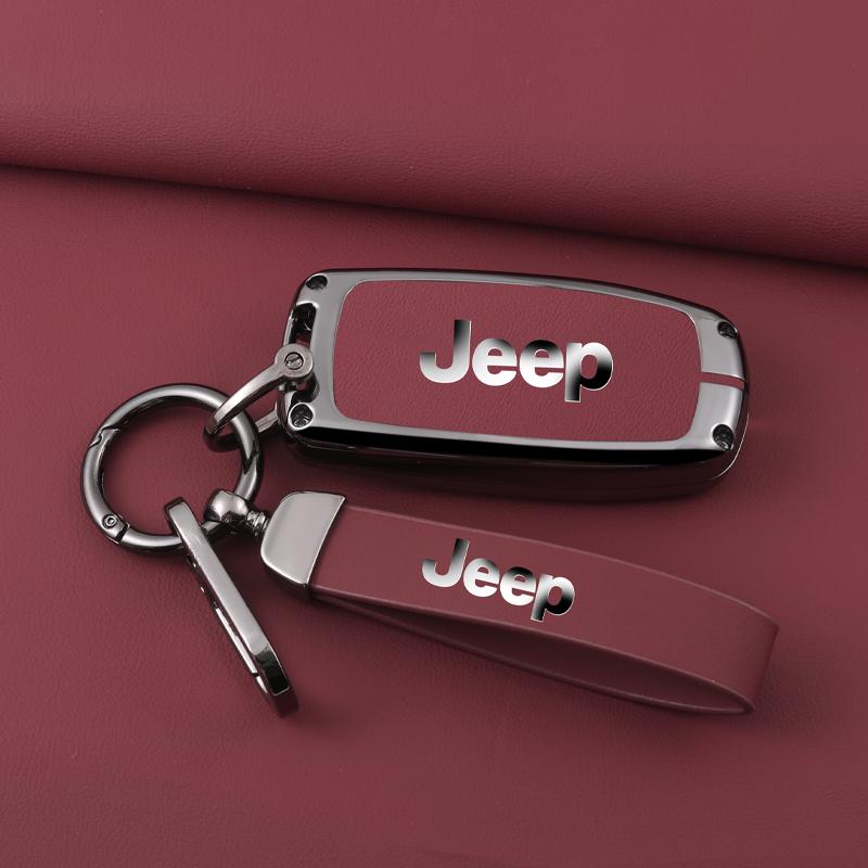 Zinc Alloy Leather Car Key Case Cover Shell For Jeep Renegade Wrangler Patriot Grand Cherokee WK2 KL Compass Liberty Accessories