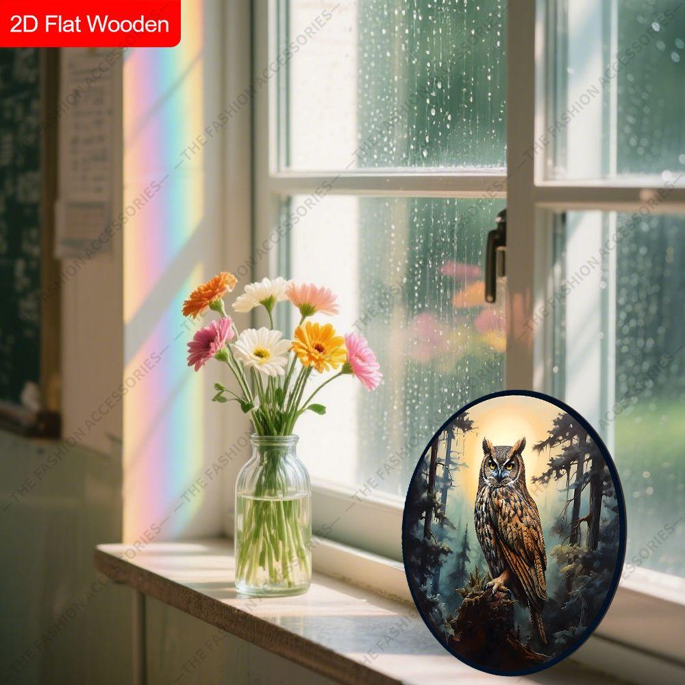 2D Flat Hanging Decorative Signs, Interior Wall or Door Decoration, Garden Decoration, Owl Pattern, Interesting Gifts for Family and Friends