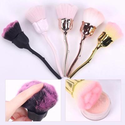 Rose Nail Brush, Soft Bristles, Multifunctional Single Powder, Suitable for Makeup and Nail Dusting.