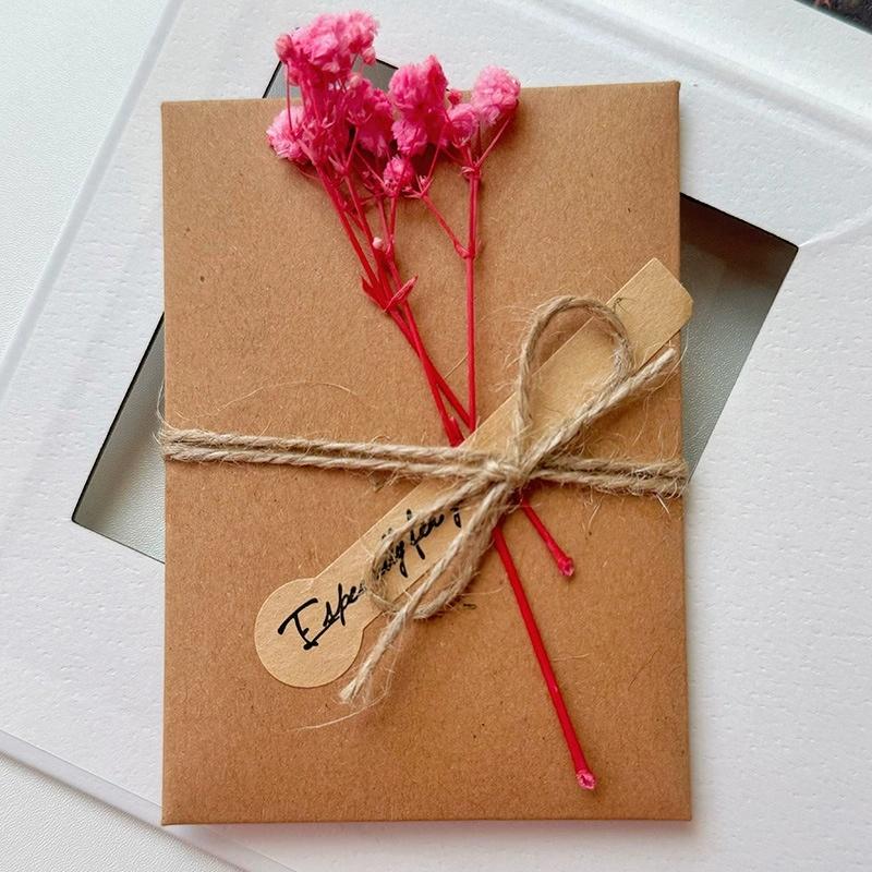 Vintage Handmade Kraft Paper Flower Greeting Card Birthday Card Thank You Card Greeting Card Envelope Student Stationery Supplies