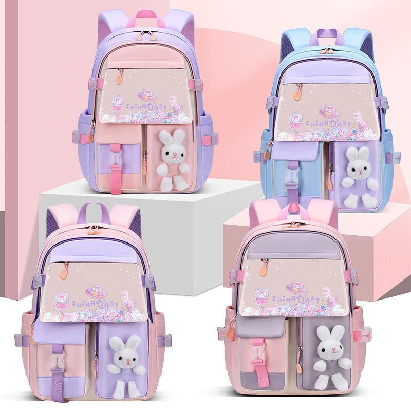 New Baby Primary School Schoolbag Female Cartoon Cute Student Lightweight Contrasting Backpack