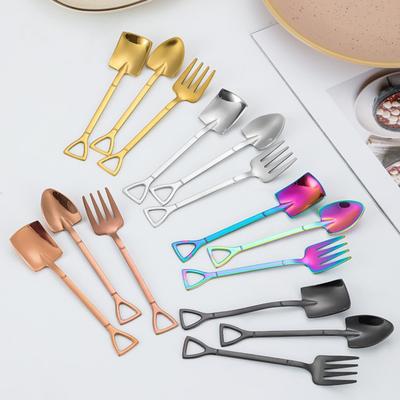 Stainless Steel Shovel Spoon Ice Cream Spoon Mini Dessert Spoons Creative Shapes Coffee Teaspoon Gift for Kitchen Restaurant Party