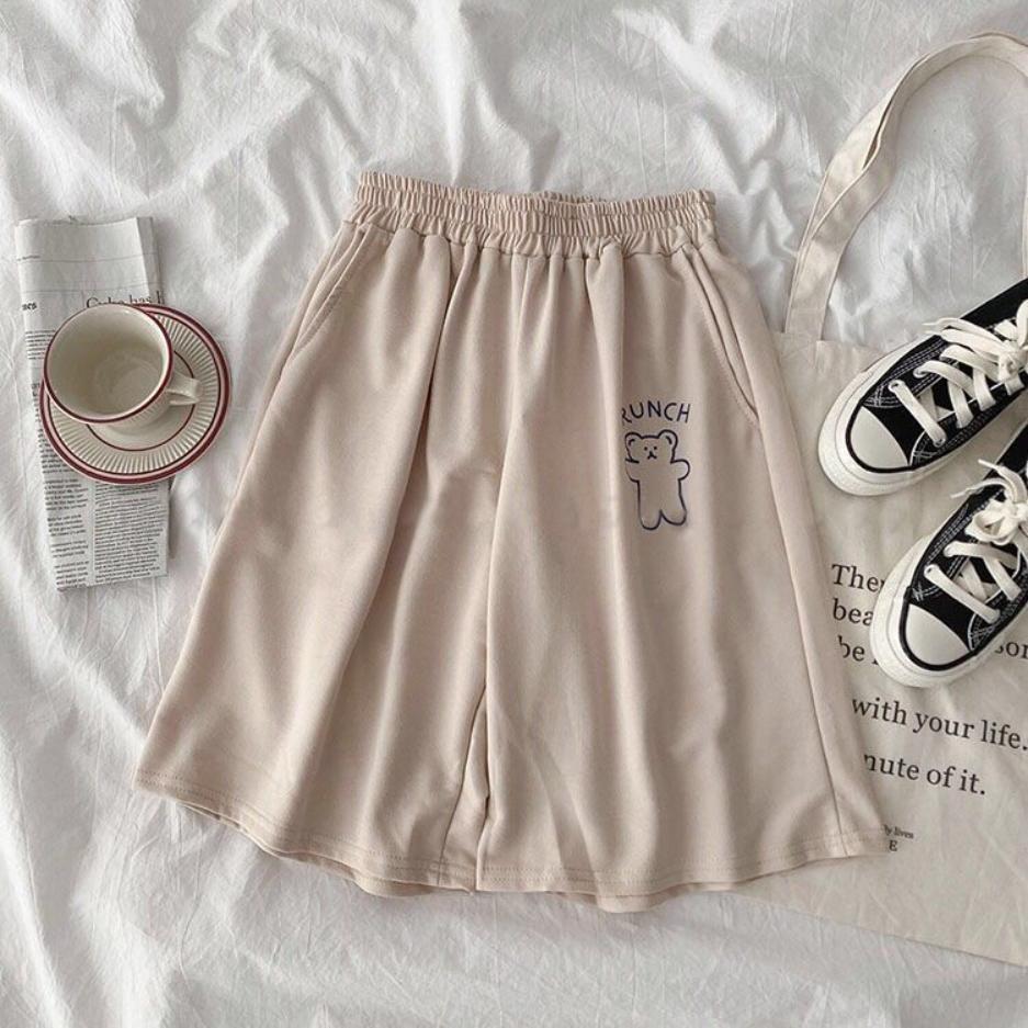 

Женские весенние и летние капри с высокой талией, эластичные широкие повседневные брюки с медвежьим принтом L абрикосовый