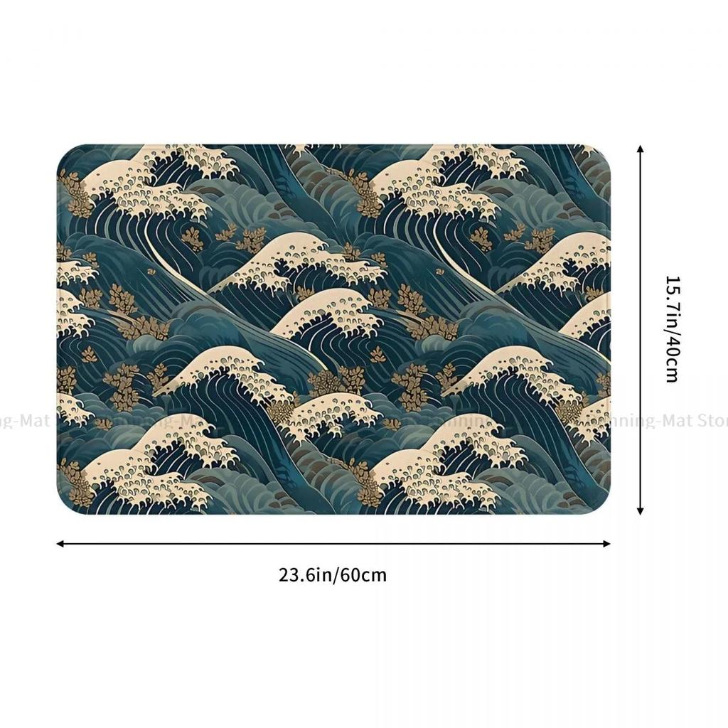 Japanische Welle Badezimmer Rutschfester Teppich Die große Welle vor Kanagawa von Hokusai Schlafzimmermatte Eingangstürmatte Bodendekor Teppich