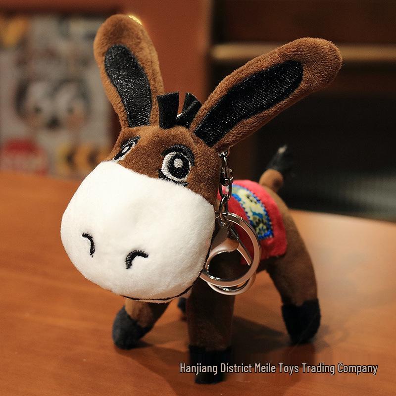 Charming Country Fair Donkey Pendant & Keychain | Plush Toy Doll Gift & Backpack Decoration