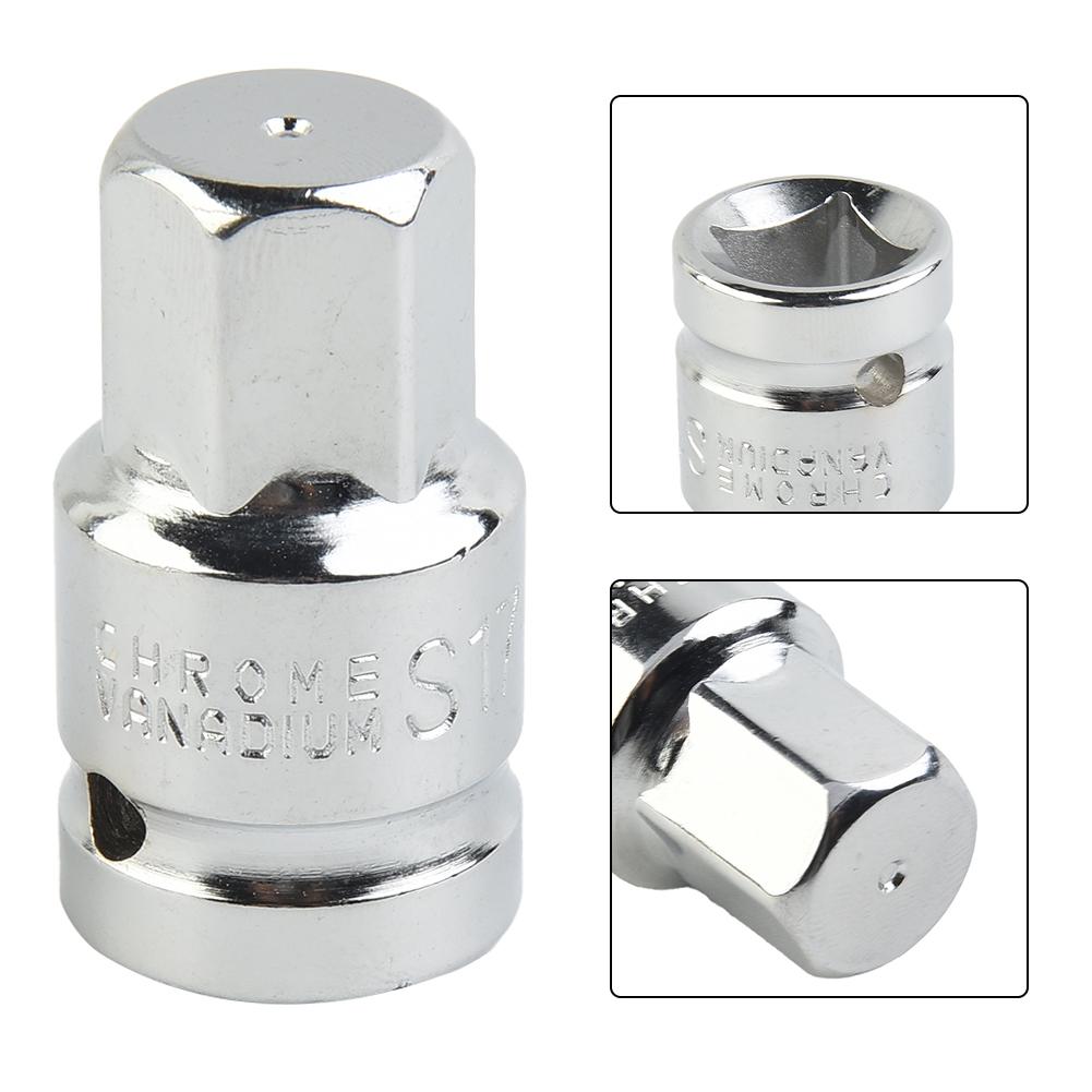 1XSocket 1/2inch 17mm Hex Shank Special Oil Pan Screw Socket Wrench Hexagonal Head For Auto Repairing Hand Tool
