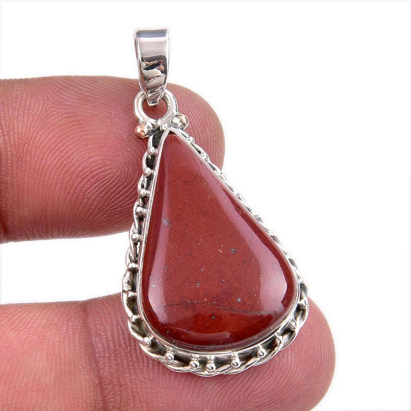 

Natural Red Jasper Gemstone 925 Solid Sterling Silver Jewelry Pendant 1.50 M1I61