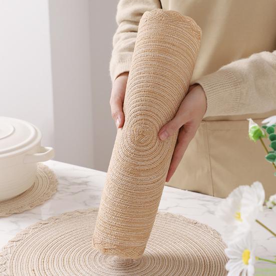 Round Braided Placemats Heat-Resistant Placemats for Dining Tables Stain-Proof 15 inch Non Slip Kitchen Table Place Mats Natural Farmhouse Decor