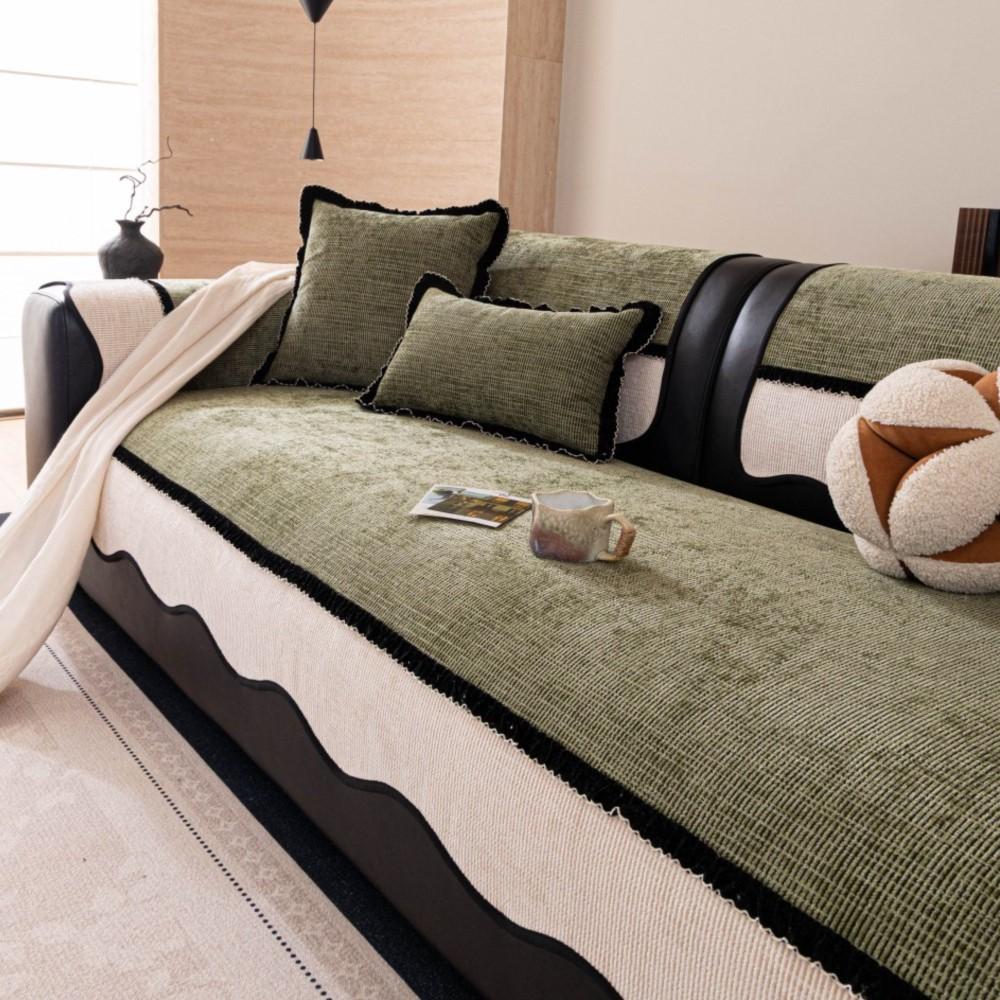 Four Seasons Universal Pad For Irregular Patchwork Sofa New Mid-Century Style Chenille Premium Non-Slip Sofa Cushion Cover