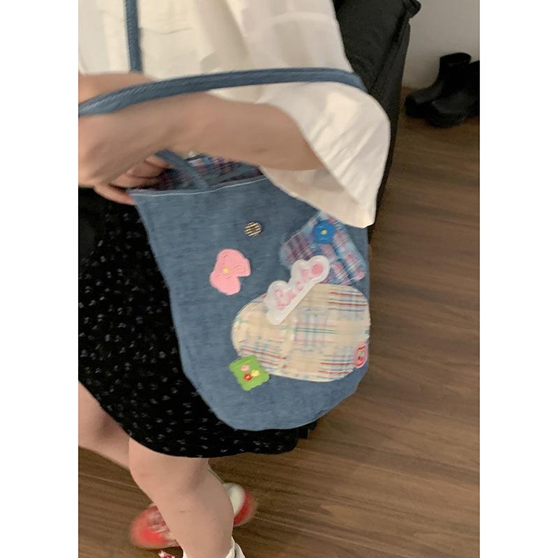 Fashion Denim Bag Bag Women's Underarm Bag 2025 New Summer Bucket Bag Versatile Large Capacity Canvas Bag