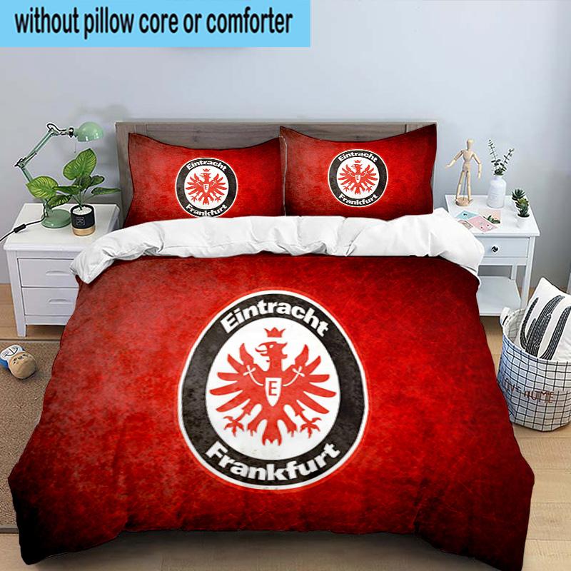 Flaming Heart Frankfurt Emblem 3PCS Bedding set,Ideal for1pc Duvet Cover And 2pcs Pillowcases Perfect for Christmas gift,Ideal for Bedroom, Dormitory
