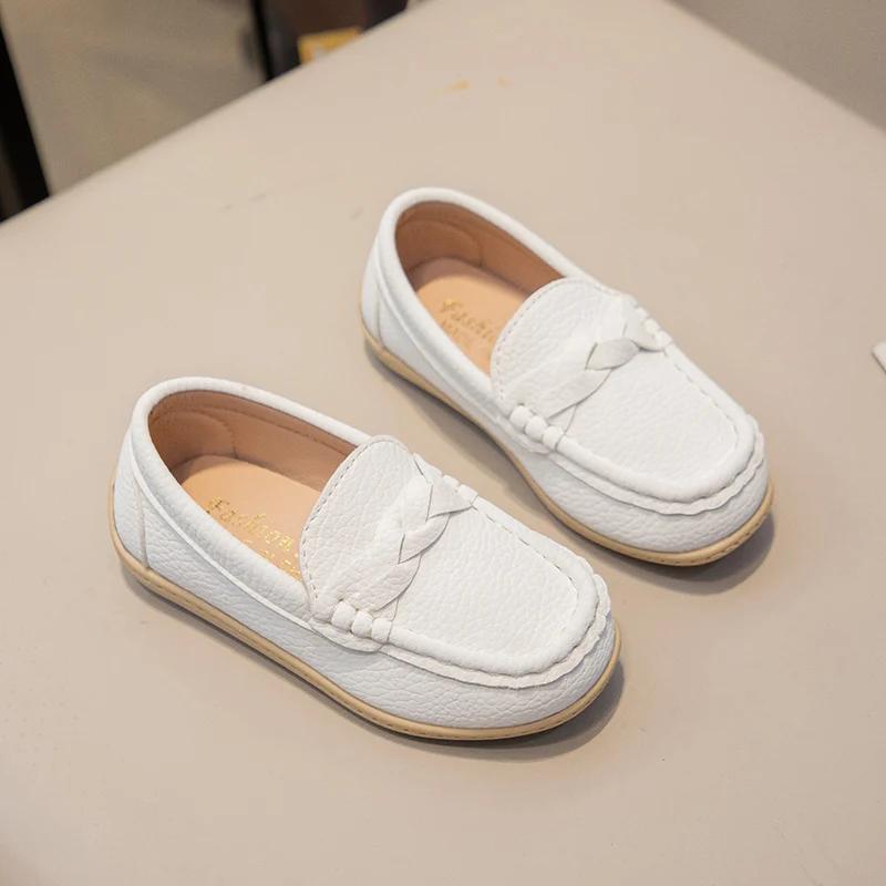 Spring Autumn Girls Causal Uniform School Shoes New Versatile Kids Simple Boys Leather Shoes Fashion Children's Flat Loafers