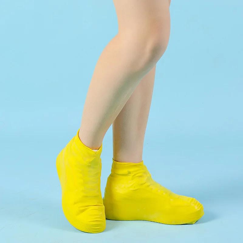 1Pair Reusable Latex Waterproof Rain Shoes Covers Slip Resistant Rubber Rain Boot Overshoes Outdoor Walking Shoes Cover