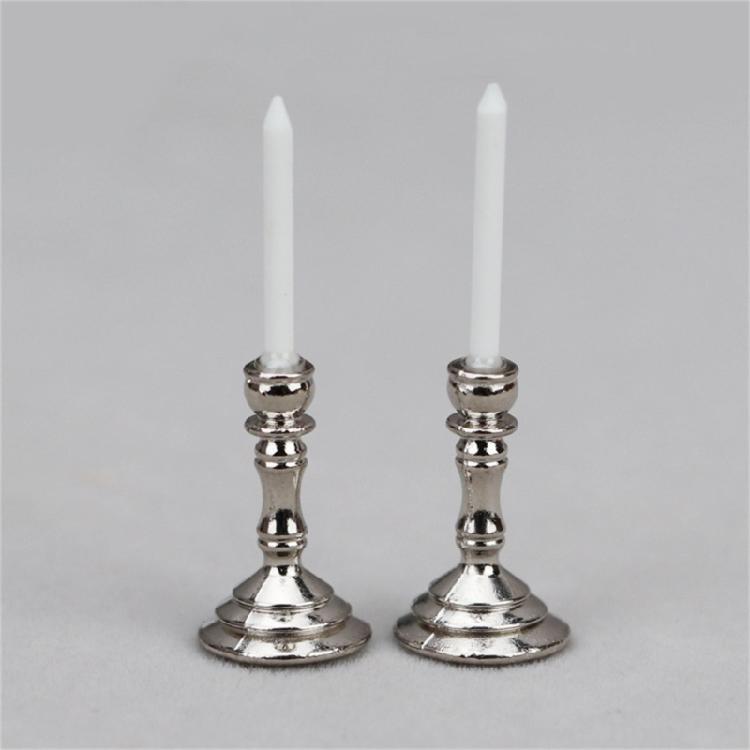 2Pcs Dollhouse Miniature Candlesticks Handheld Candlestick Holder Dollhouse