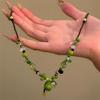 Mori Green Pear Beaded Necklace Female Niche Design Collarbone Chain Small Fresh Unique Neck Chain Accessories