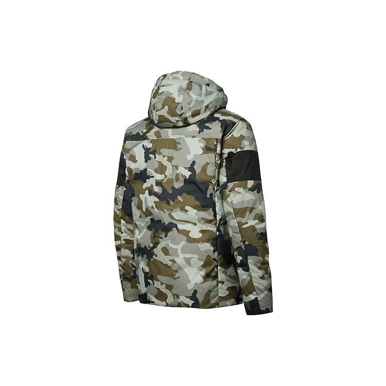 Puma Logo Print Camouflage Drawstring Hooded Down Jacket Men Outerwear Dark-Olive 848763-50