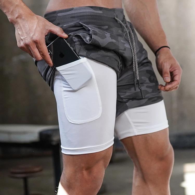 Men's Quick-Dry Double-Layer Breathable Sports Shorts for Squatting, Jogging, and Basketball