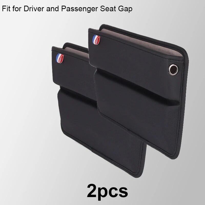 Organizador de espaço para assento de carro em couro PU Bolsa lateral para assento dianteiro de carro para chaves de celular Óculos Reservado Furo para cabo de carregamento Suporte para telefone