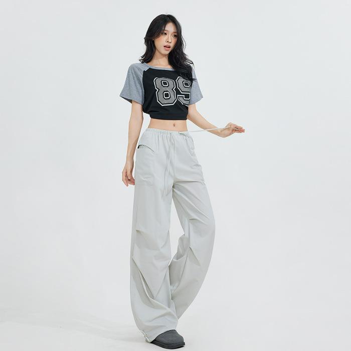 

Spring New Quick-drying Design Touching Work Pants for Women Versatile Loose Straight-leg Trendy Slim Casual Pants XL