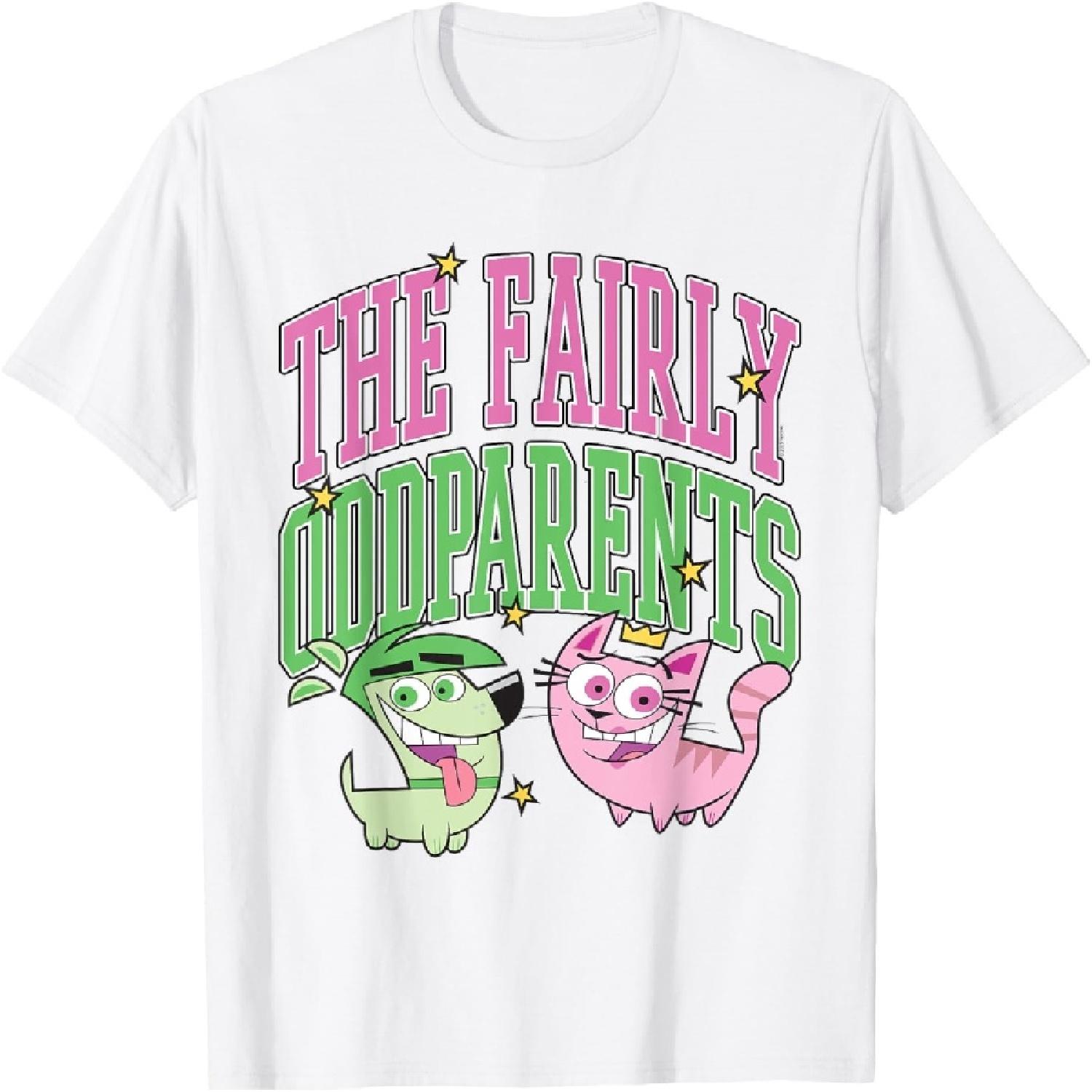 The Fairly OddParents Cosmo Dog and Wanda Cat Cartoon T-Shirt for Men Women Girls Kids S