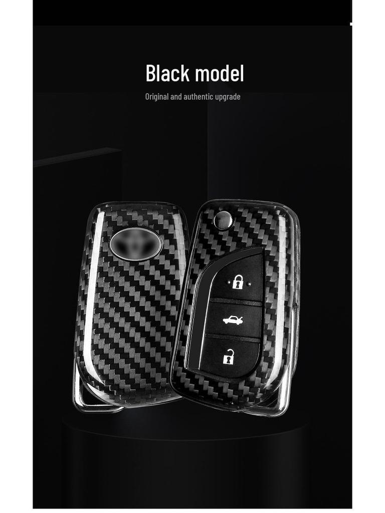 True Carbon Fiber Key Shell Cover for Toyota Highlander, Levin, and Corolla Folding Key